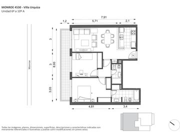 Venta Departamento / Semipiso 3 ambientes con Balcón Corrido en Villa Urquiza