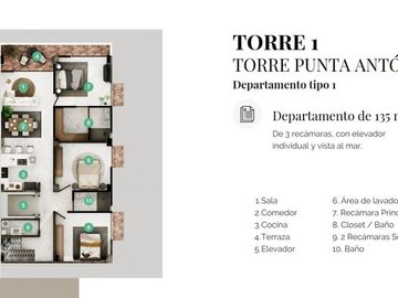 Departamentos en Venta en Punto Anton, Veracruz, Torre 1