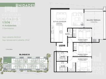 Departamento 3 ambientes en venta GREEN PALMERS