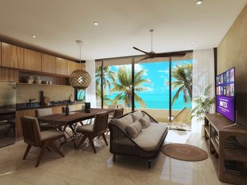 Departamento en venta frente al mar en zona de playa Telchac Puerto.