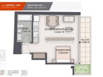 EMPRENDIMIENTO DEPARTAMENTO DE 2 AMBIENTES EN VENTA EN PALERMO CON AMENITIES EL  NUEVO BORGES