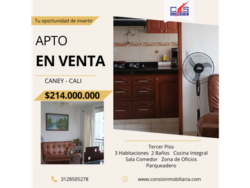SE VENDE APTO TERCER PISO EN EL CANEY - CALI