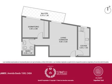 Venta departamento 2 ambientes 43M² con balcón al frente en Boedo con renta asegurada apto crédito