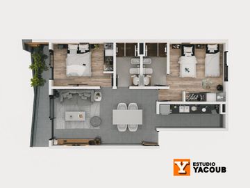 Departamento venta -2 dormitorios 2 baños  - 71 mts 2 totales - La Plata-pozo-emprendimiento.