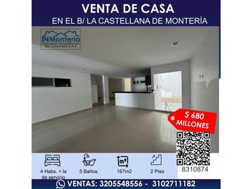 VENTA DE CASA EN EL B/ LA CASTELLANA DE MONTERIA