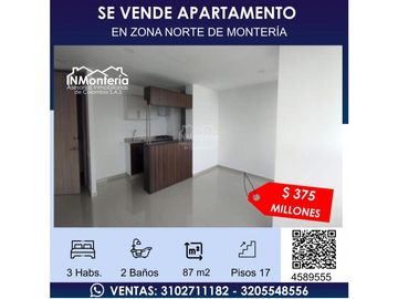 SE VENDE APARTAMENTO AMOBLADO EN ZONA  NORTE DE MONTERIA