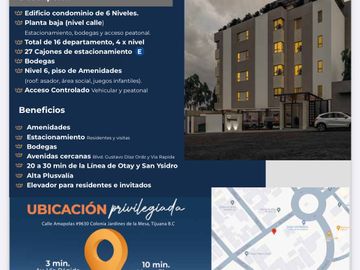 VENTA DEPARTAMENTO NUEVO - 3 Recámaras  Jardines de la Mesa - Tijuana
