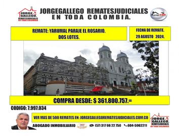 REMATE:YARUMAL PARAJE EL ROSARIO, SON DOS LOTES.