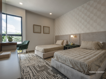 Departamento con recámara en planta baja y jardín