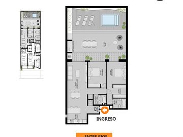 Departamento dos dormitorios con patio en venta Rosario