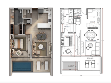 Departamento(1R) Amueblado en Venta en Hacienda Xcanatun Angsana Heritage C.