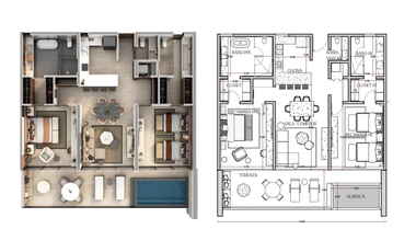 Departamento(2R) Amueblado en Venta en Hacienda Xcanatun Angsana Heritage C.