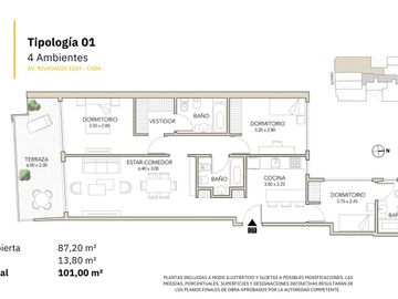 Departamento 4 Ambientes a Estrenar en Venta en Almagro/Balvanera