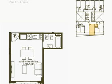 Departamento 2 amb. en venta en pozo en  Caseros