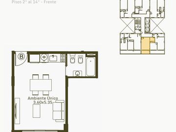 Departamento 2 amb. en venta en pozo en  Caseros
