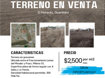 El Mirador  Terreno residencial en venta en Milenio