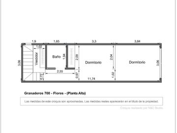 Venta depto 2 amb c/escritorio Flores, c/balcón