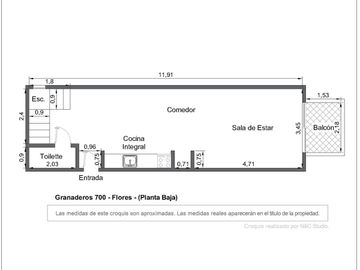 Venta depto 2 amb c/escritorio Flores, c/balcón