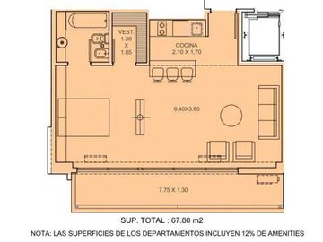 TOWN HOUSE 43 - MONOAMBIENTE DIVISIBLE - A ESTRENAR - AMENITIES - FRENTE - PALERMO SOHO