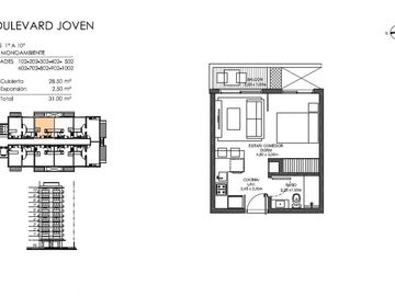 Vende dos ambientes en Brickell Joven Tigre POZO!!