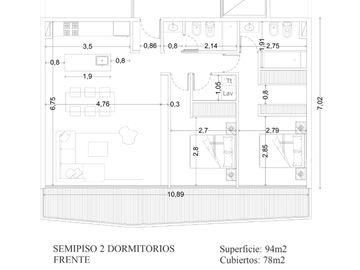 Semipiso en venta - 2 dormitorios 2 baños - 94mts2 - La Plata