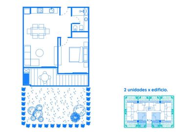 VENTA BRICKELL REMEROS 2 AMBIENTES CON JARDIN
