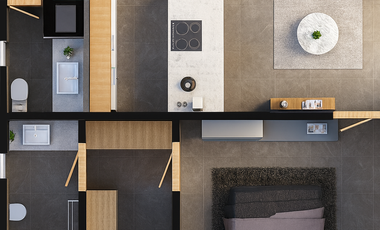 Departamento(Mod. B) de Una Habitación en Venta en Itera, Dzitya