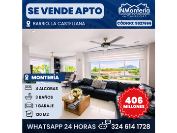 SE VENDE APARTAMENTO EN EL BARRIO LA CASTELLANA DE MONTERIA.