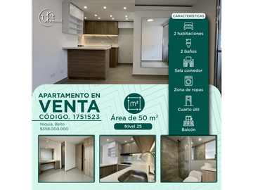 APARTAMENTO PARA ESTRENAR PARA LA VENTA UBICADO EN BELLO NIQUIA 