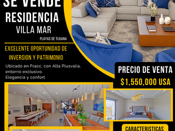 Exclusiva Residencia de Lujo en Venta en Playas de Tijuana – Fracc. Villamar