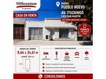 Casa en venta Pueblo Nuevo Ituzaingo 2848