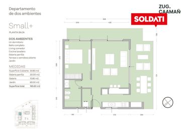 Departamento con jardín en Distrito Zug Caamaño Pilar – 2 ambientes, parrilla y 2 cocheras