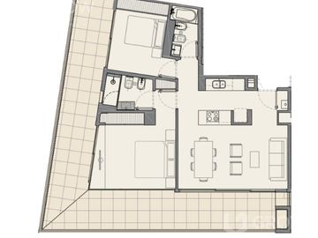 Departamento en venta  2 dormitorios con gran balcón aterrazado