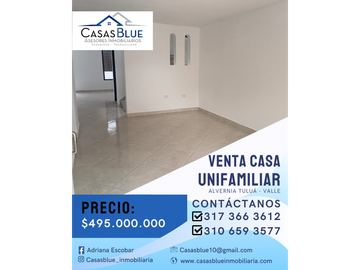 SE VENDE CASA UNIFAMILIAR EN EL BARRIO ALVERNIA TULU