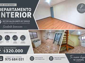 SE ARRIENDA DEPARTAMENTO INTERIOR