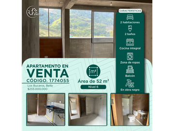 APARTAMENTO EN OBRA NEGRA PARA LA VENTA UBICADO EN BELLO SECTOR