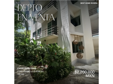 Departamento en venta de 100 m2 en residencial los robles, Cancún