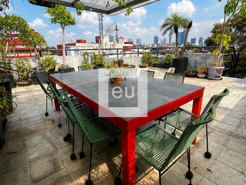 Departamento con roof garden privado en renta en Roma Norte