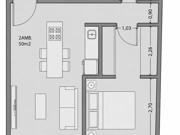 DEPARTAMENTO venta 2 AMBIENTES 50 METROS Caballito