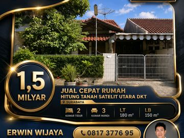 JUAL CEPAT RUMAH HITUNG TANAH SATELIT UTARA DKT SUKOMANUNGGAL DARMO