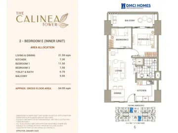 2 Bedroom Condo for sale at The Calinea Tower