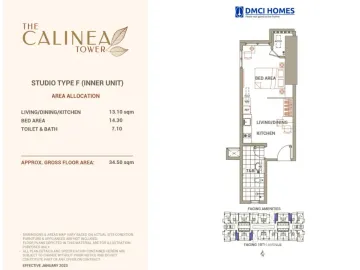 Studio Condo for sale at The Calinea Tower