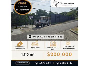 VENDO ALQUILO TERRENO CABUYITA