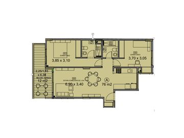 DEPARTAMENTO 3 AMB. AL FRENTE CON BALCON ( 87 M2 )