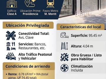 ARRIENDO LOCAL BUENA UBICACION EN  PROVIDENCIA
