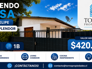 SE ARRIENDA CASA DE 2D, 1B, VILLA ESPLENDOR , SAN FELIPE