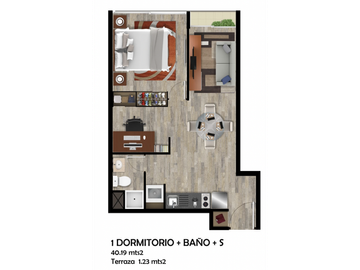VENTA EN DEPTO NUEVOS 1D1B CON BONO PIE 20% EN SANTIAGO