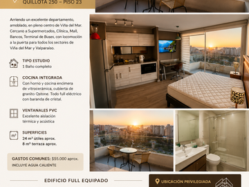 SE ARRIENDA DEPARTAMENTO EN PLENO CENTRO VIÑA DEL MAR