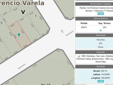 LOTE EN VENTA FLORENCIO VARELA ZEBALLOS