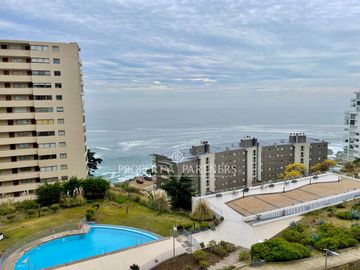 Bello departamento Costa de Montemar | Vista al Mar,Terraza Cerrada,Full Equipado